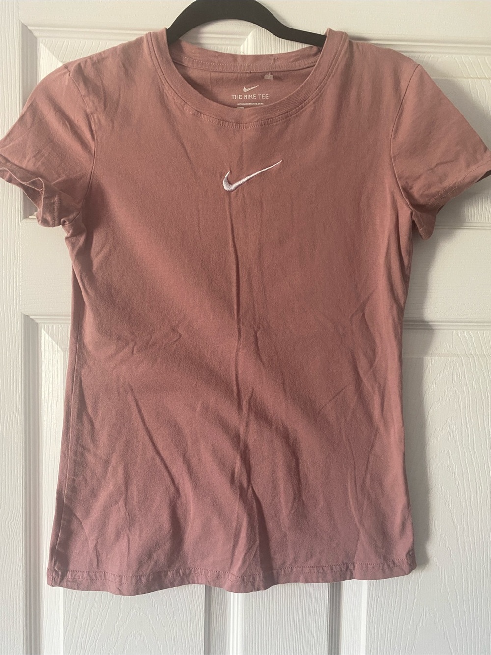 Nike Women's Dusty Rose Short Sleeve Crew Tee with White Swoosh